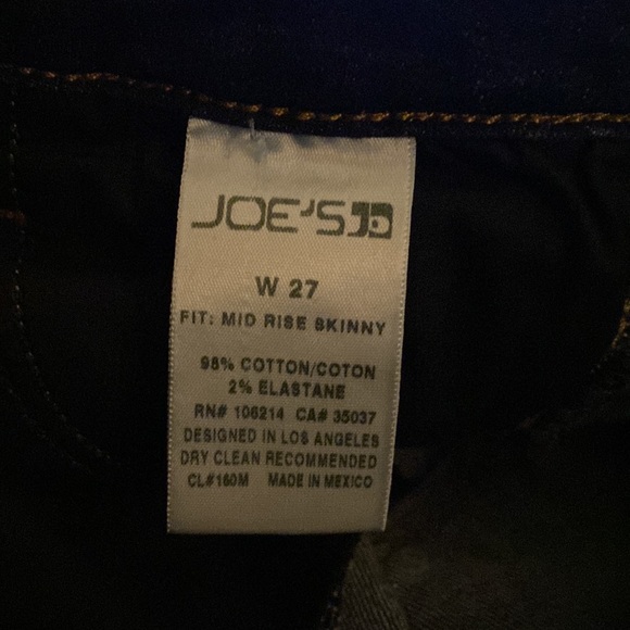 Joe's Jeans Stretchy Mid-Rise Skinny Ankle Jeans Rikki Dark Wash Size 27 VGC - Picture 9 of 9
